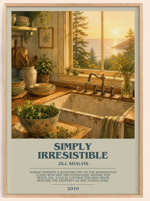Simply Irresistible bookish book poster by Jill Shalvis – framed literary art print