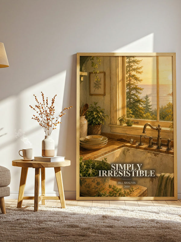 Simply Irresistible watercolour print in frame leaning in hallway – romance wall art