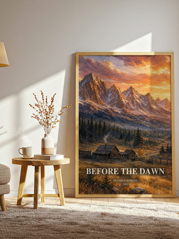 Before the Dawn watercolour print in frame leaning in hallway – historical fiction wall art