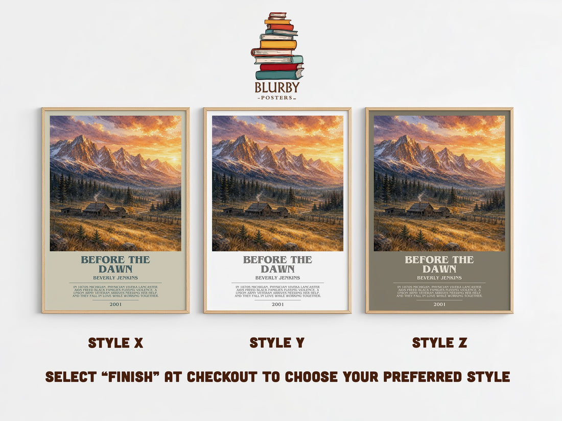 Before the Dawn bookish print in frame leaning in hallway – historical fiction wall art (mockup)