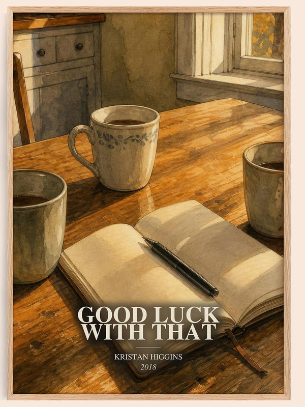 Good Luck with That watercolour book poster by Kristan Higgins – framed literary art print