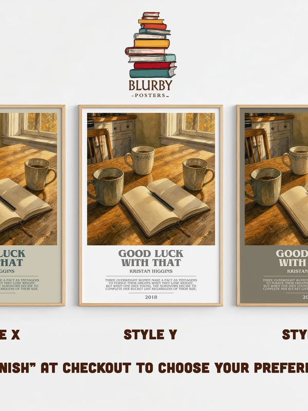 Good Luck with That bookish print in frame leaning in hallway – contemporary fiction wall art