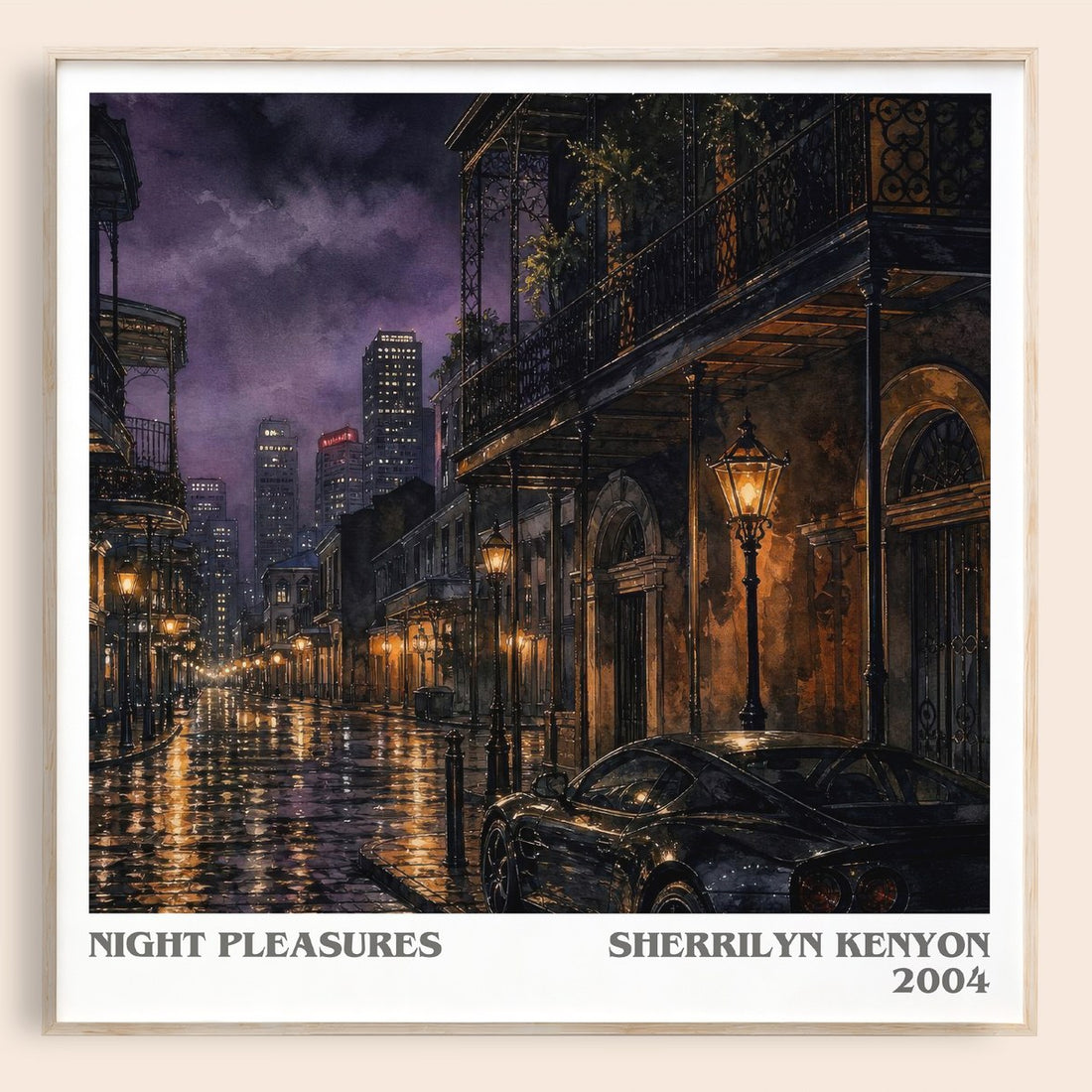 Night Pleasures literary book poster by Sherrilyn Kenyon – framed literary art print