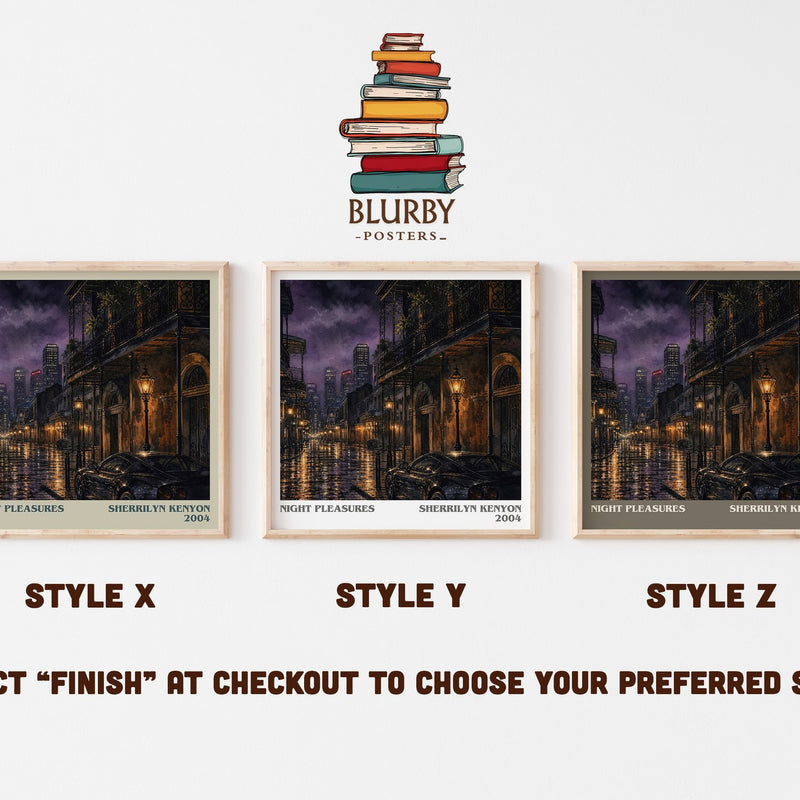 Night Pleasures literary print in frame leaning in hallway – romance wall art