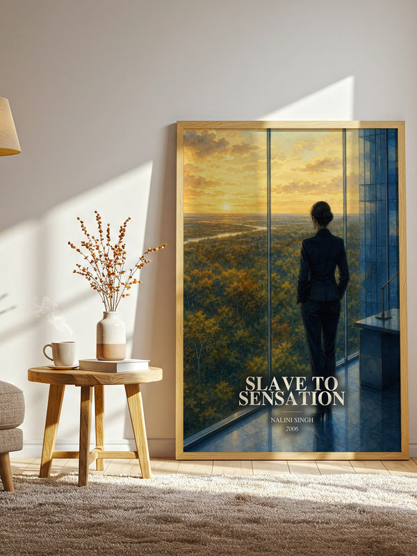 Slave to Sensation watercolour print in frame leaning in hallway – romance wall art