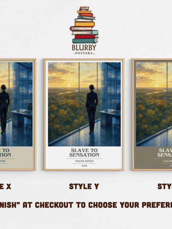 Slave to Sensation book cover print in frame leaning in hallway – romance wall art
