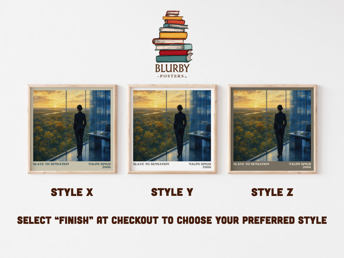 Slave to Sensation literary print in frame leaning in hallway – romance wall art (mockup)