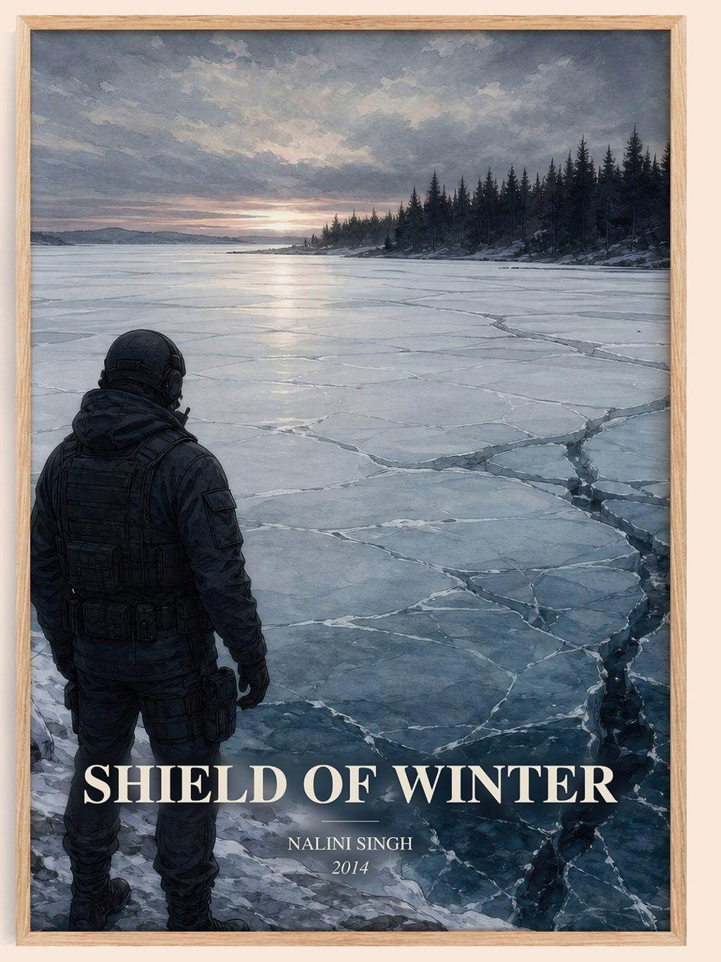 Shield of Winter watercolour book poster by Nalini Singh – framed literary art print