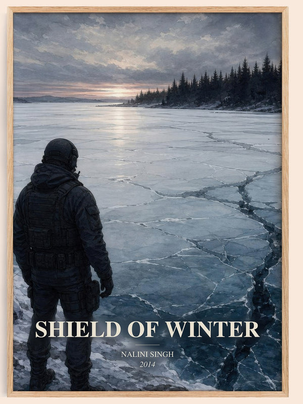 Shield of Winter watercolour book poster by Nalini Singh – framed literary art print