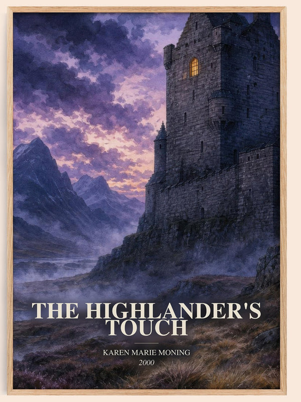 The Highlander's Touch watercolour book poster by Karen Marie Moning – framed literary art print
