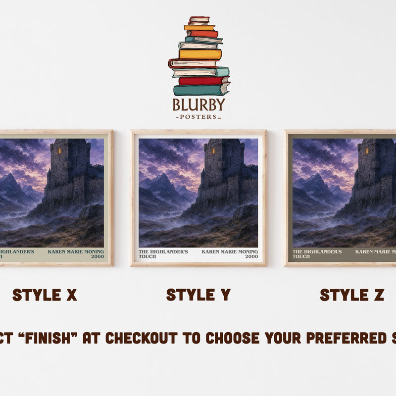 The Highlander's Touch literary print in frame leaning in hallway – romance wall art