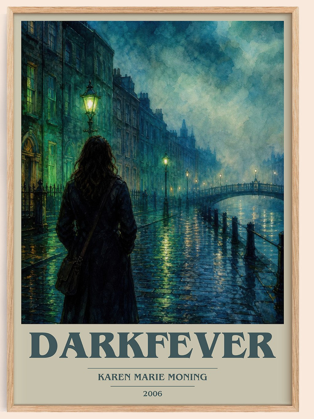 Darkfever book cover book poster by Karen Marie Moning – framed literary art print
