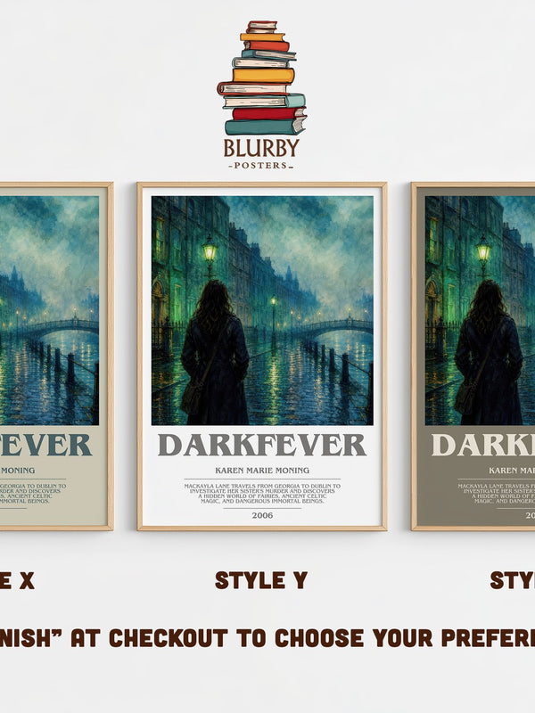 Darkfever bookish print in frame leaning in hallway – fantasy wall art