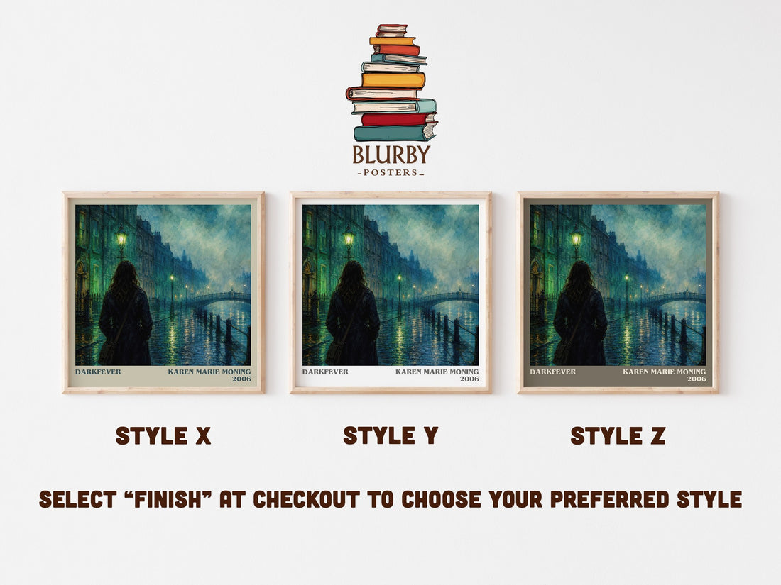 Darkfever literary print in frame leaning in hallway – fantasy wall art (mockup)