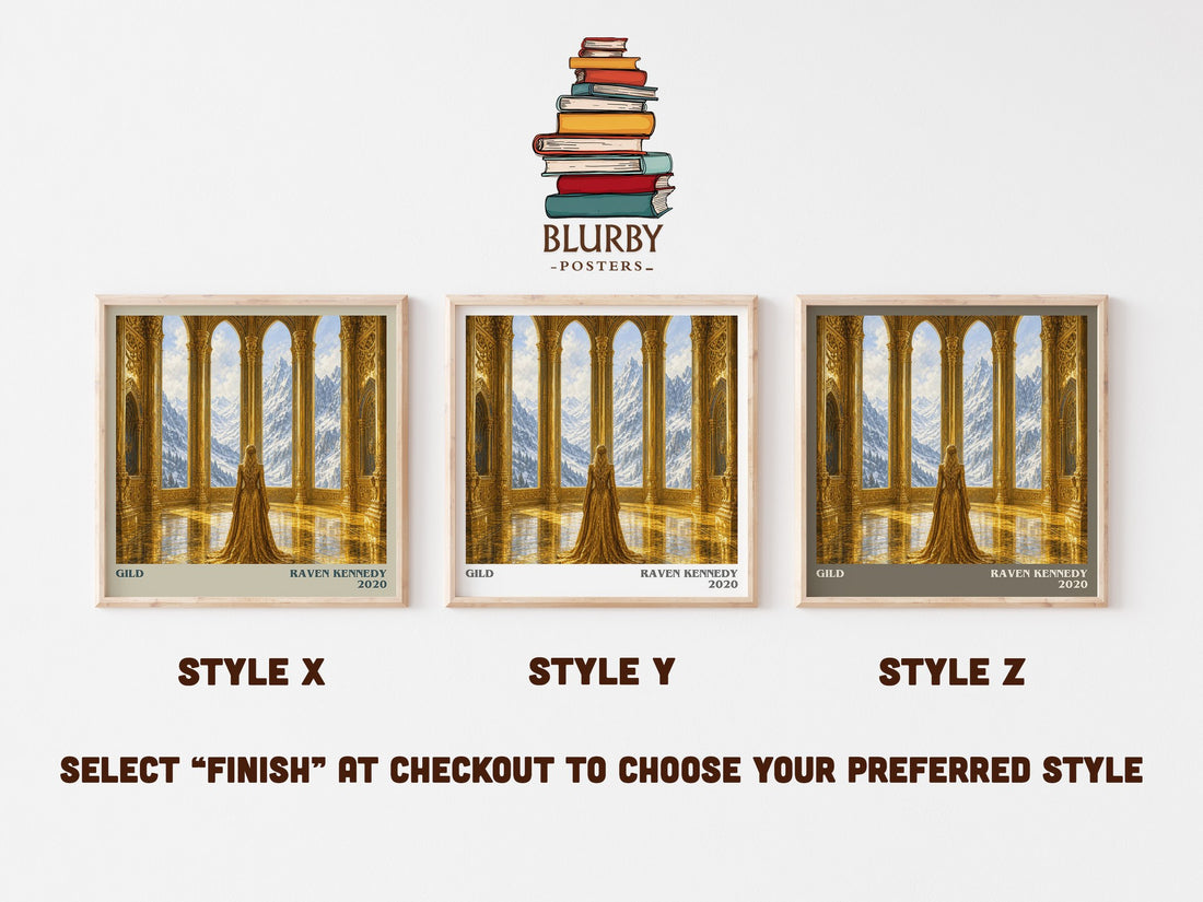 Gild literary print in frame leaning in hallway – fantasy wall art (mockup)