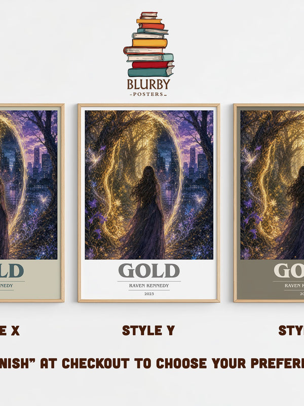 Gold book cover print in frame leaning in hallway – fantasy wall art