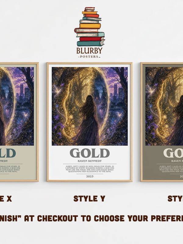Gold bookish print in frame leaning in hallway – fantasy wall art