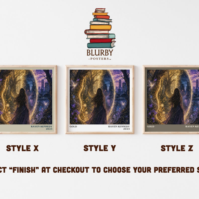 Gold literary print in frame leaning in hallway – fantasy wall art
