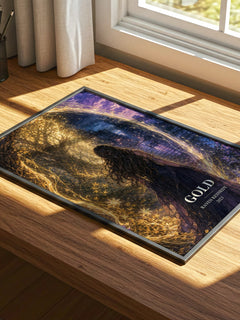 Gold watercolour book poster framed on wall – fantasy wall art