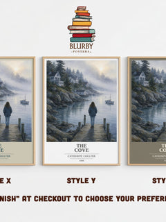 The Cove book cover print in frame leaning in hallway – thriller wall art