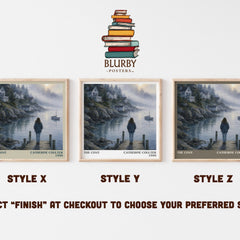 The Cove literary print in frame leaning in hallway – thriller wall art