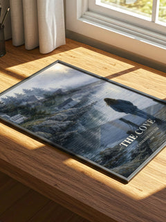 The Cove watercolour book poster framed on wall – thriller wall art