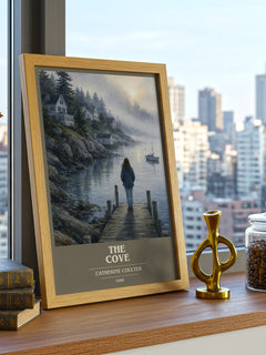 The Cove book cover print framed by window – literary home decor