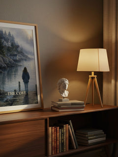 The Cove watercolour print on bookshelf – Catherine Coulter fan gift