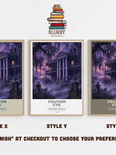 Phantom Evil book cover print in frame leaning in hallway – thriller wall art