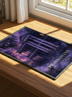Phantom Evil watercolour book poster framed on wall – thriller wall art