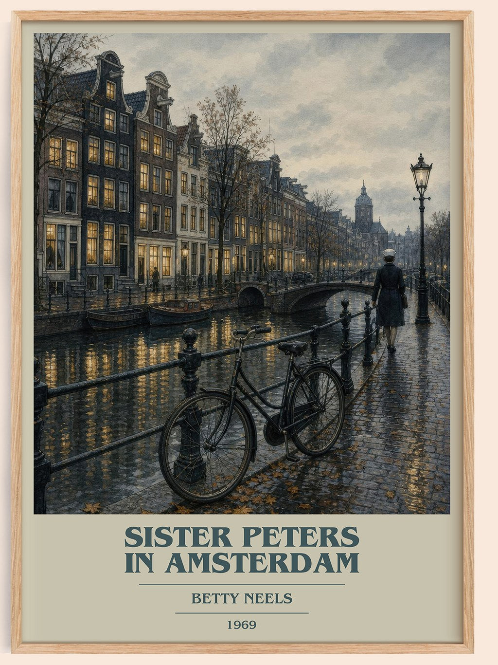 Sister Peters in Amsterdam book cover book poster by Betty Neels – framed literary art print