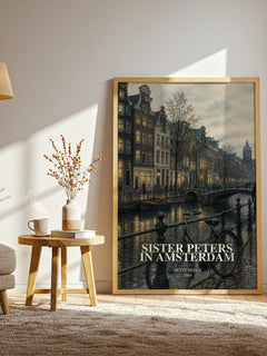 Sister Peters in Amsterdam watercolour print in frame leaning in hallway – romance wall art