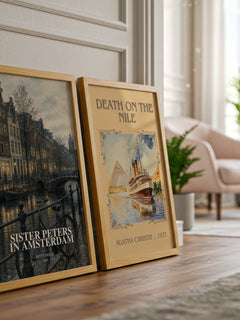 Sister Peters in Amsterdam watercolour print framed by window – literary home decor