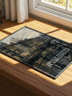 Sister Peters in Amsterdam watercolour book poster framed on wall – romance wall art