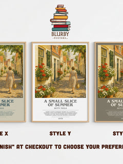 A Small Slice of Summer bookish print in frame leaning in hallway – romance wall art