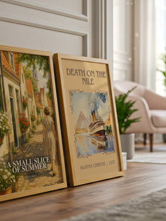 A Small Slice of Summer watercolour print framed by window – literary home decor