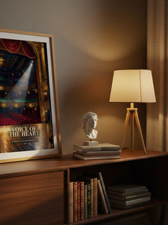 Voice of the Heart watercolour print on bookshelf – Barbara Taylor Bradford fan gift