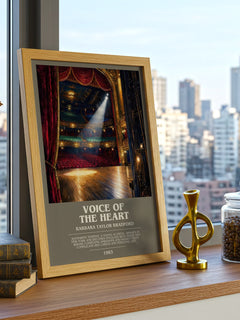 Voice of the Heart bookish print framed by window – literary home decor