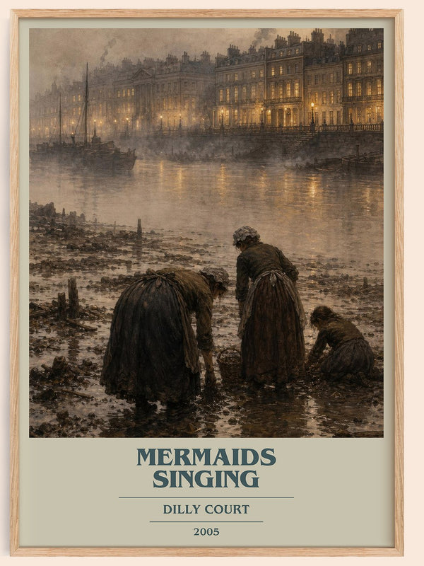 Mermaids Singing book cover book poster by Dilly Court – framed literary art print