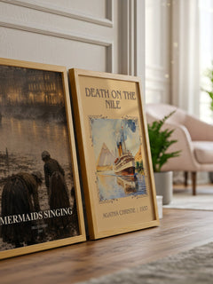 Mermaids Singing watercolour print framed by window – literary home decor