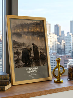 Mermaids Singing book cover print framed by window – literary home decor