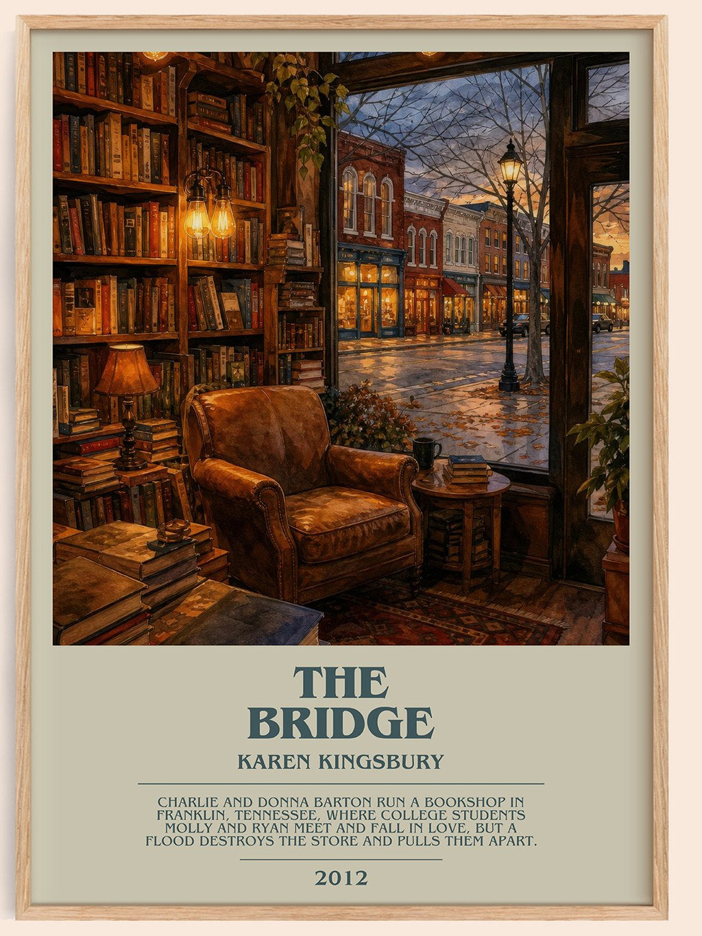 The Bridge bookish book poster by Karen Kingsbury – framed literary art print