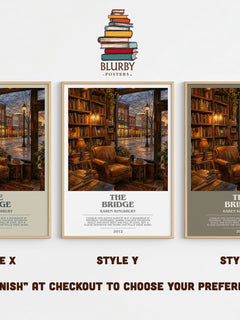 The Bridge bookish print in frame leaning in hallway – contemporary fiction wall art