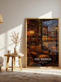 The Bridge watercolour print in frame leaning in hallway – contemporary fiction wall art