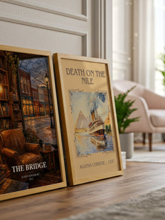 The Bridge watercolour print framed by window – literary home decor