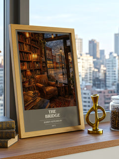 The Bridge book cover print framed by window – literary home decor