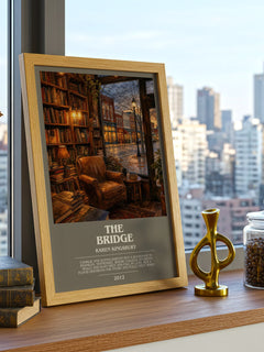 The Bridge bookish print framed by window – literary home decor