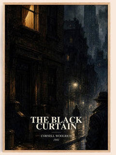 The Black Curtain watercolour book poster by Cornell Woolrich – framed literary art print
