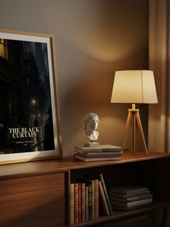 The Black Curtain watercolour print on bookshelf – Cornell Woolrich fan gift