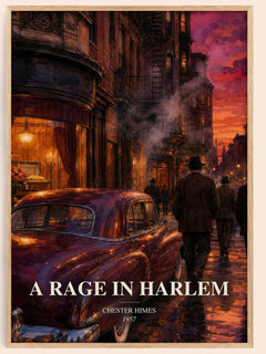 A Rage in Harlem watercolour book poster by Chester Himes – framed literary art print